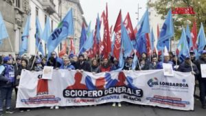 Sciopero generale 29 novembre, il corteo di Cgil e Uil a Milano