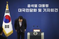 Il Presidente della Corea del Sud Yoon Suk Yeol in conferenza stampa