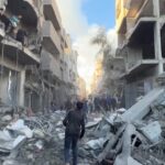 Gaza, edifici crollati a Nuseirat dopo l’attacco di Israele