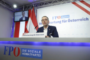 Conferenza stampa del Leader del Partito della Libertà di estrema destra austriaco Herbert Kick.