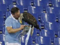 L'ex falconiere della Lazio, Juan Bernabé, con l'aquila Olympia