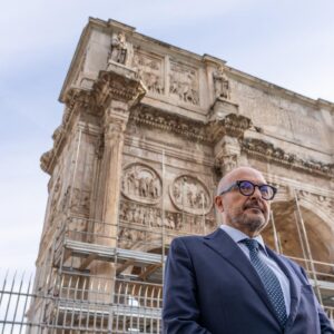 Maltempo a Roma, sopralluogo del Ministro Sangiuliano all’Arco di Costantino