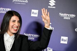 74th SANREMO Music Festival 2024 - Day 2 - Giorgia and Amadeus photocall