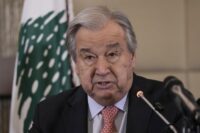 Il Segretario generale delle Nazioni Unite Antonio Guterres in conferenza a Beirut