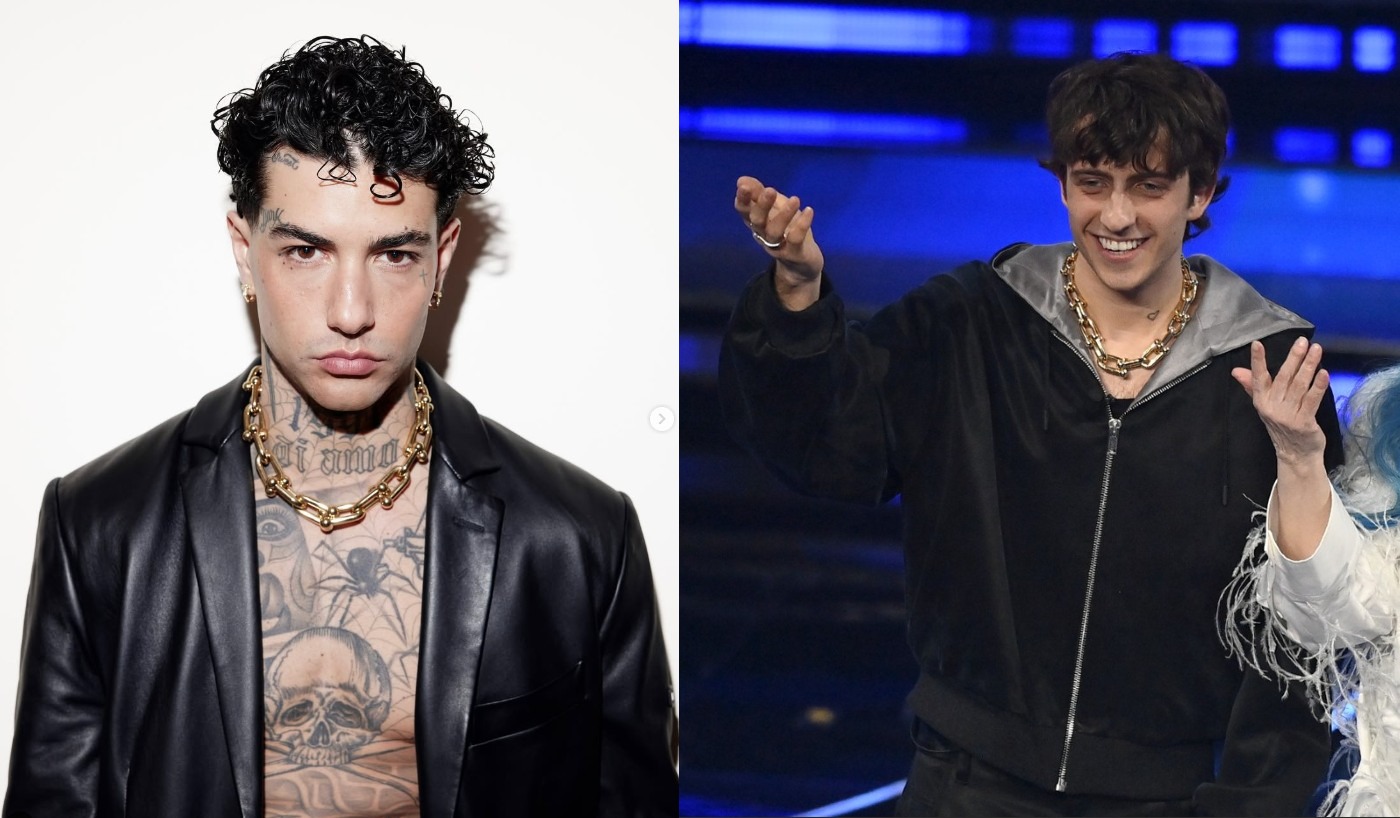 Sanremo 2025, la collana negata a Tony Effe indossata da Sangiovanni nel 2024