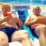 Trump posta video AI su futuro Gaza: lusso, statue d’oro e il tycoon a bordo piscina con Netanyahu