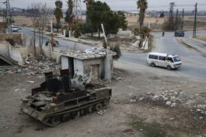 Carro armato a un checkpoint in Siria