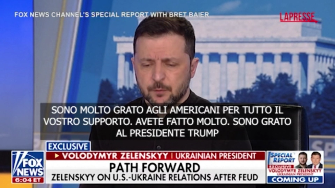 Zelensky a Fox News: “Grato agli americani, spero il presidente sia dalla nostra parte”