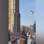 Regno Unito, uomo con bandiera palestinese si arrampica sul Big Ben a Londra