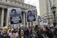 Manifestazione a sostegno dell'attivista pro Palestina Mahmoud Khalil arrestato a New York