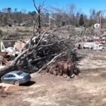 Usa, le macerie nella città di Plantersville in Alabama dopo il passaggio del tornado