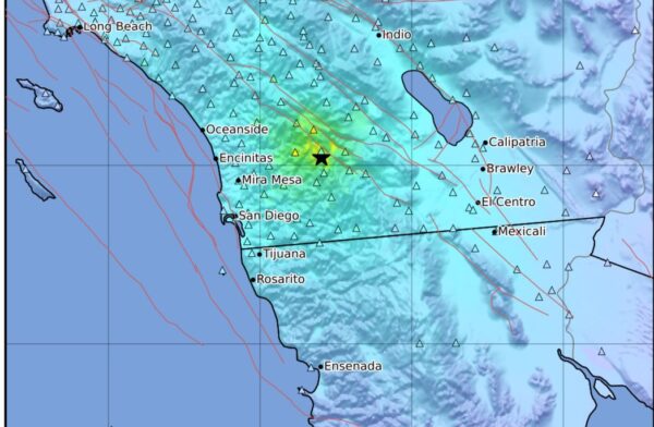 L'epicentro del terremoto vicino a San Diego in California, il 14 aprile 2025
