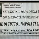 Morte Papa Francesco, manifesti funebri a Napoli
