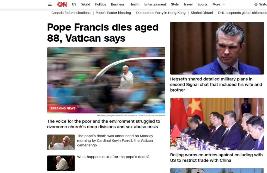 Galleria foto 'Papa Francesco, la notizia della morte sui siti internazionali' - foto 2