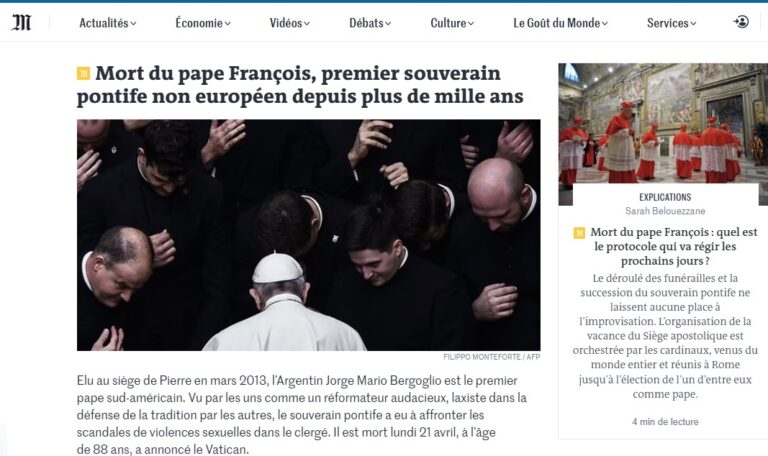 Papa Francesco, la notizia della morte sui siti internazionali