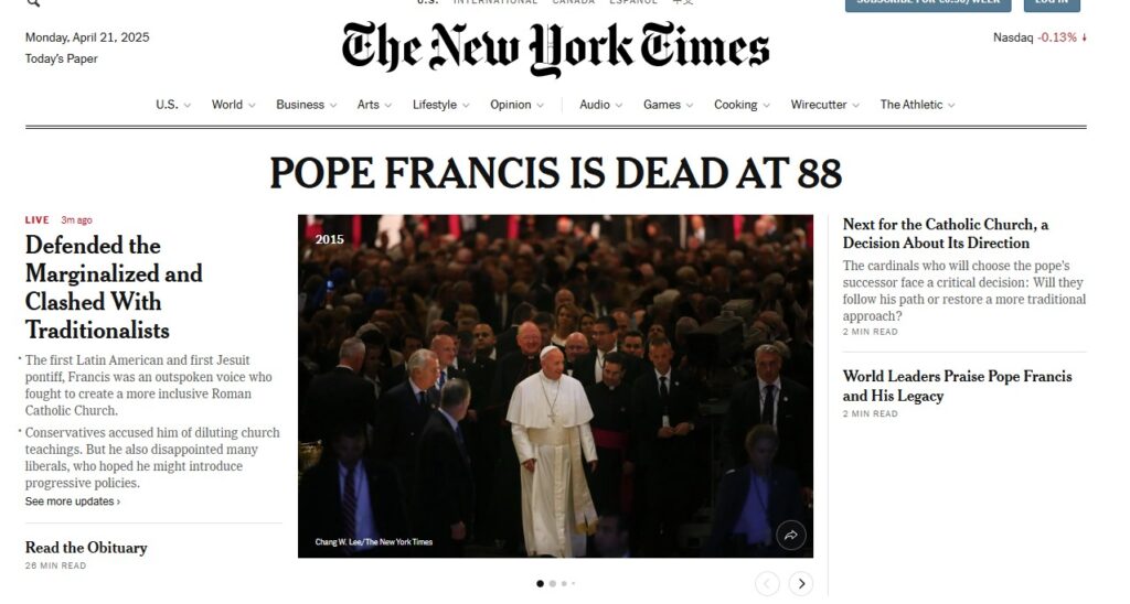 Galleria foto 'Papa Francesco, la notizia della morte sui siti internazionali' - foto 10