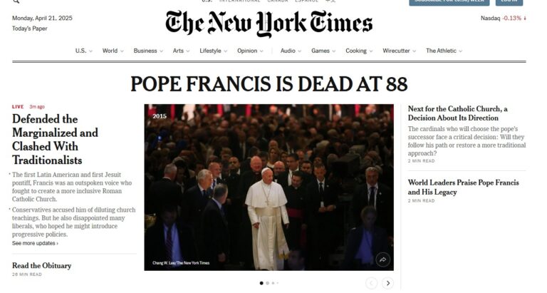 Papa Francesco, la notizia della morte sui siti internazionali