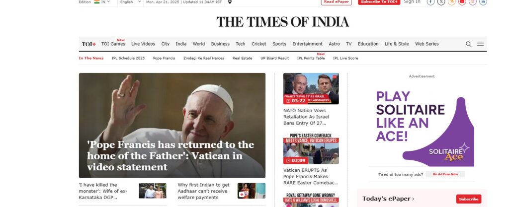 Galleria foto 'Papa Francesco, la notizia della morte sui siti internazionali' - foto 3