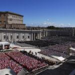 Una vista di Piazza San Pietro durante i funerali di Papa Francesco
