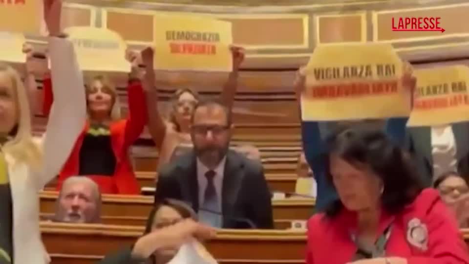 Referendum 8 e 9 giugno, M5S protesta in Senato Referendum 8 e 9 giugno, M5S protesta in Senato