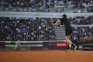 Jannik Sinner nei quarti di finale degli Internazionali d'Italia 2025 contro Casper Ruud