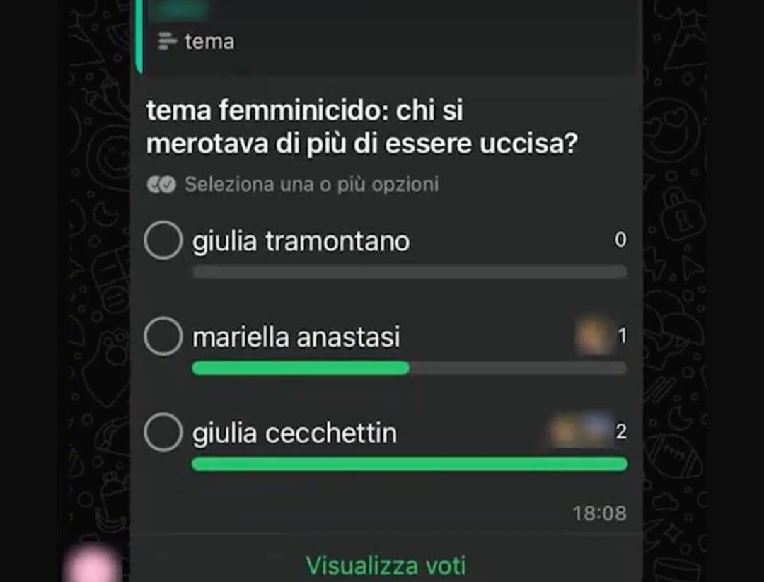 sondaggio choc in chat scuola cecchettin o tramontano chi meritava più di essere uccisa da Lapresse.it sondaggio choc in chat scuola cecchettin o tramontano chi meritava più di essere uccisa
