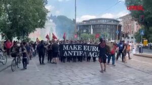 Milano, scontri tra polizia e manifestanti al corteo anti Remigration