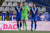Tre giocatori del Brescia nella partita di Serie B contro la Reggiana del 13 maggio 2025
