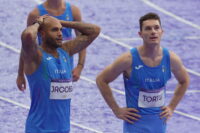 Filippo Tortu and Marcell Jacobs during Men's 4x100 meters Relay Final at the 2024 Summer Olympics , Friday , August 9 , 2024, in Paris, France. (Photo by Spada/LaPresse)