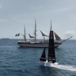 Amerigo Vespucci e Luna Rossa veleggiano insieme al largo di Cagliari