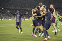 L'esultanza del Paris Saint-Germain dopo il gol del 4-0 nella finale di Champions League contro l'Inter, vinta dai francesi per 5-0
