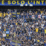 Tifosi dell'Inter sugli spalti a Monaco di Baviera prima della finale contro il Paris Saint-Germain
