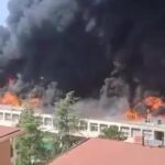 Viterbo, incendio all’Università della Tuscia: le immagini del rogo