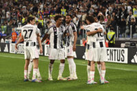 Giocatori della Juventus esultano dopo un gol in Serie A
