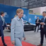 Consiglio europeo, l’arrivo di Giorgia Meloni all’Europa Building