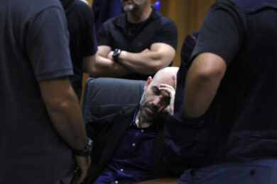 Roberto Saviano in aula per la sentenza del processo a Francesco Bidognetti