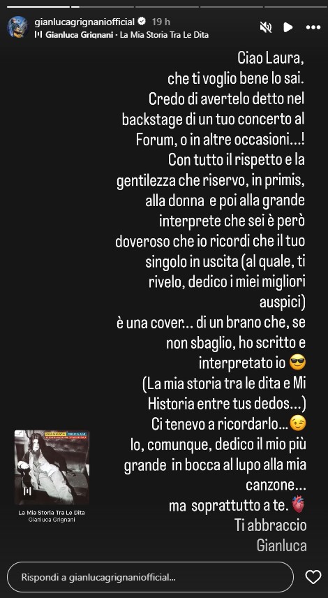 Laura Pausini e Gianluca Grignani, scintille social tra i due cantanti Laura Pausini e Gianluca Grignani, scintille social tra i due cantanti
