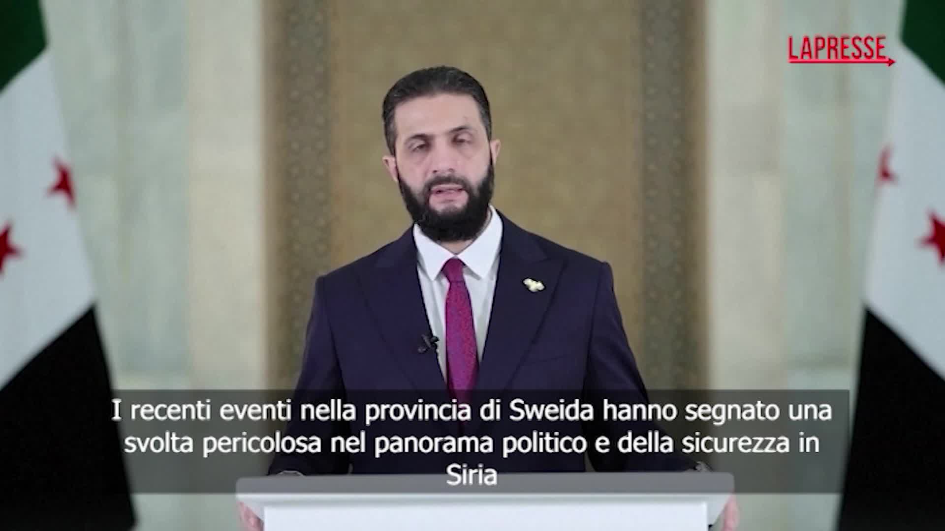 Siria, il presidente Al Sharaa: "Impegno a proteggere tutte minoranza, intervento Israele ha riacceso tensioni"