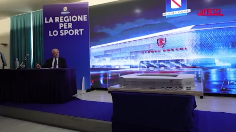 Salerno, De Luca presenta i lavori del nuovo stadio Arechi: "Sarà l'impianto più moderno d'Italia"