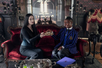 Wednesday. (L to R) Noah B. Taylor as Bruno, Emma Myers as Enid Sinclair in episode 203 of Wednesday. Cr. Helen Sloan/Netflix © 2025