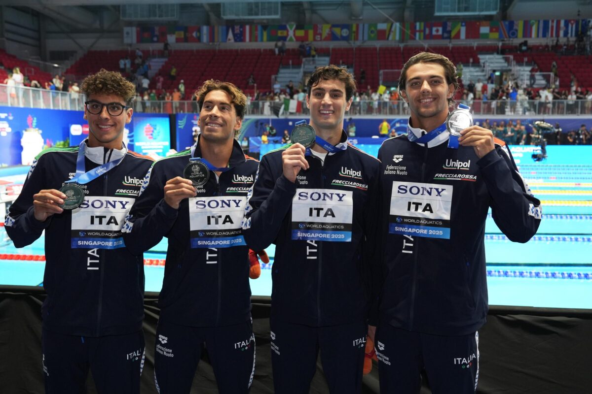 Mondiali Nuoto 2025, Italia argento nella 4×100 stile libero maschile Mondiali Nuoto 2025, Italia argento nella 4×100 stile libero maschile