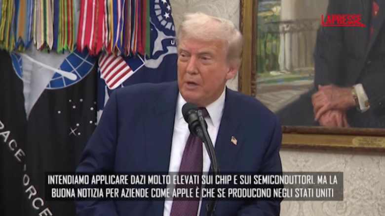 Usa, Trump: "Dazi al 100% su tutti i chip e semiconduttori che entrano nel Paese"