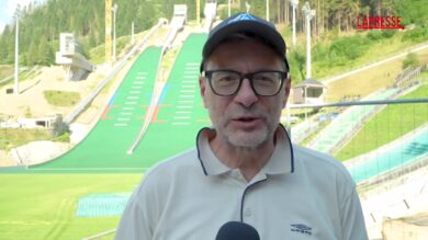 Milano-Cortina, Giorgetti visita l'impianto per il salto con gli sci di Predazzo