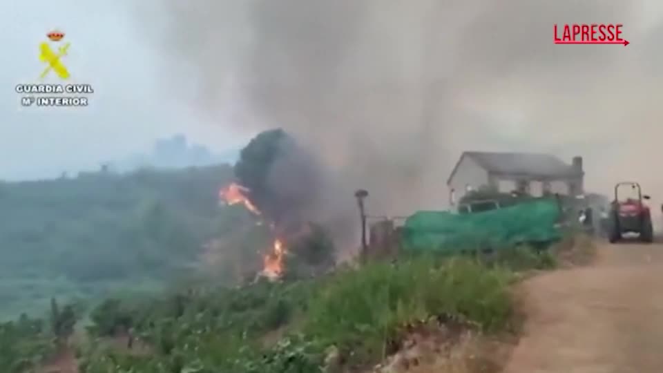 Spagna, la lotta dei vigili del fuoco contro gli incendi in Estremadura Spagna, la lotta dei vigili del fuoco contro gli incendi in Estremadura