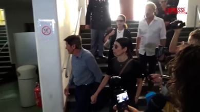 Pippo Baudo, Gianni Morandi e Giorgia alla camera ardente mano nella mano