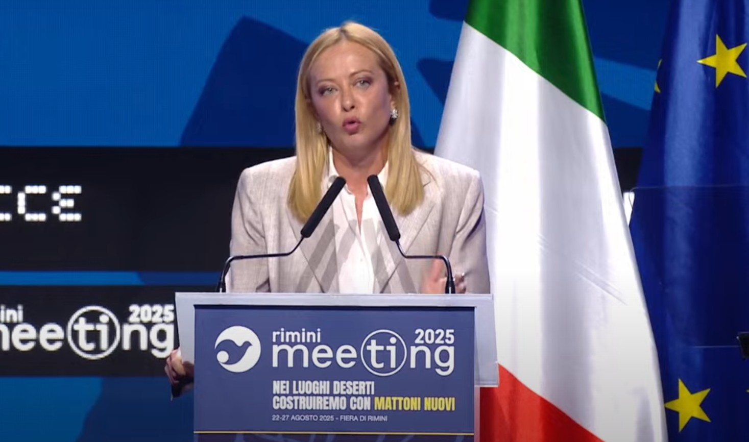 Meloni al Meeting di Rimini: “Reazione Israele sproporzionata, inaccettabile uccisione giornalisti a Gaza” Meloni al Meeting di Rimini: “Reazione Israele sproporzionata, inaccettabile uccisione giornalisti a Gaza”
