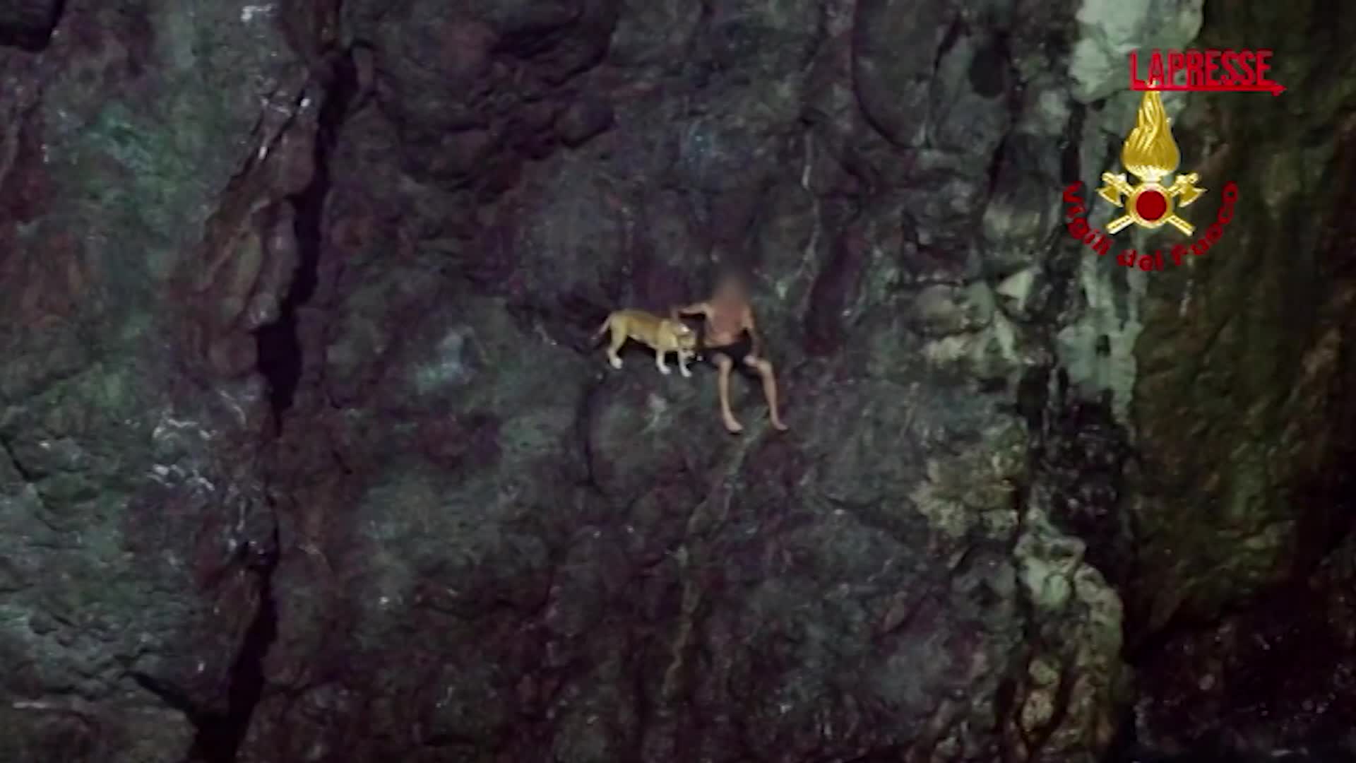 la spezia resta bloccato di notte con il cane su una scogliera l intervento dei vigili del fuoco
