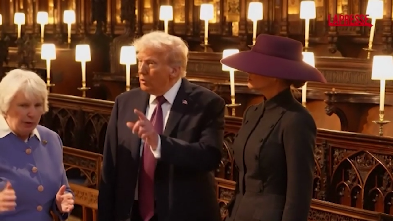 donald e melania trump a windsor visita alla cappella di san giorgio