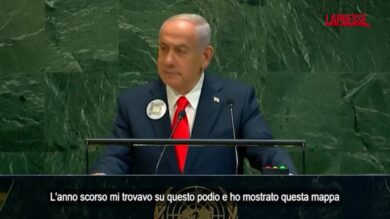 Gaza, Netanyahu all'Onu mostra la "Mappa del terrore dell'Iran"