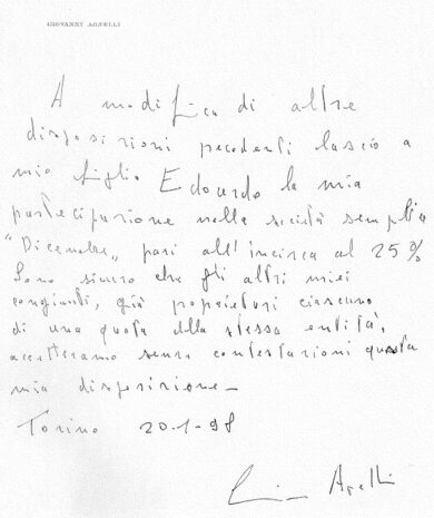 Eredità Agnelli, spunta nuovo testamento dell’Avvocato – la foto